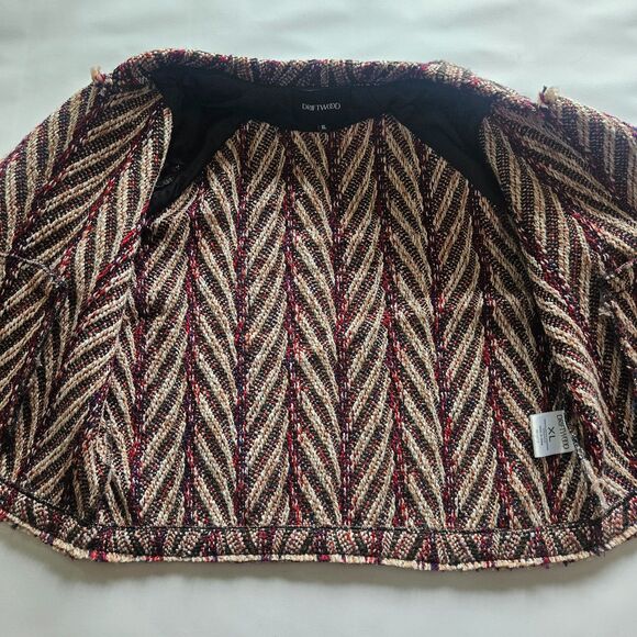 Anthro Driftwood XL Tweed Blazer Jacket Open Front Multi Color Office Wool Blend - Picture 3 of 7